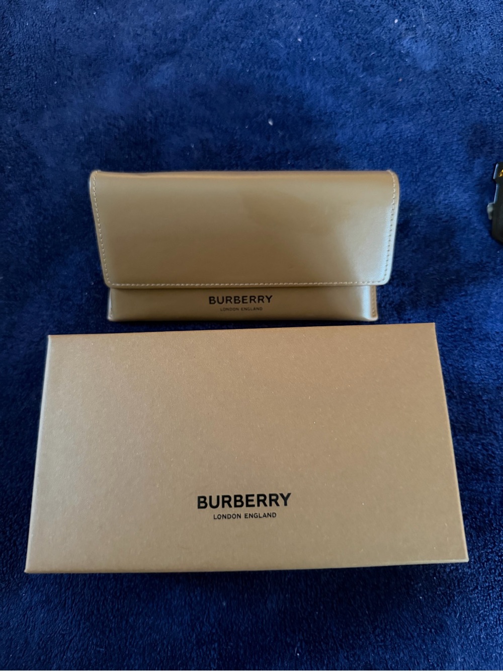 Burberry Tan Leather Sunglasses Case with Box